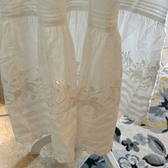 St. Roche 8 Nightingale Tiered Midi Dress Milky White Ruffled Eylet Lace Trim Ne - Picture 3 of 10